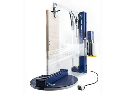 ROTOPLAT DW a DWC pro ovinování oken a dveří (Ovinovací stroj ROTOPLAT DW PDS - s mechanickými úchopy, s fixním předepínáním fólie 250% a ovládáním napínání z ovládacího panelu)