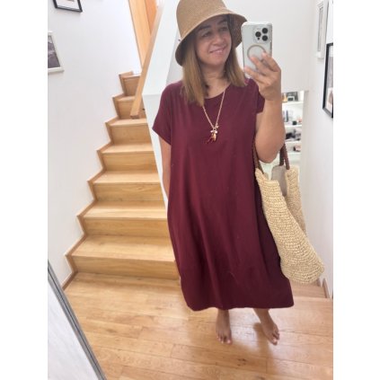 Bavlněné šaty BURGUNDY