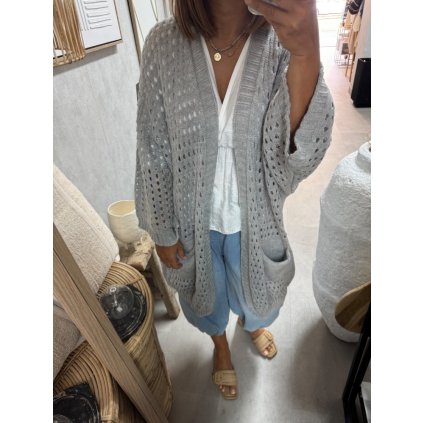 Dlouhý cardigan grey