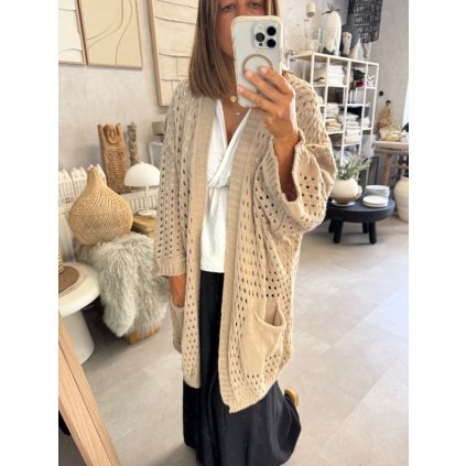 Dlouhý cardigan beige