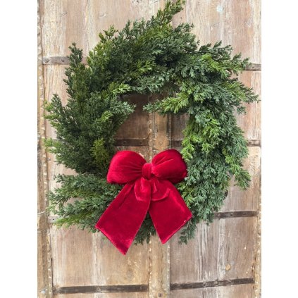 Sametová mašle ČERVENÁ