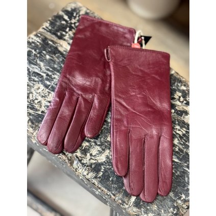 Kožené rukavice BURGUNDY M
