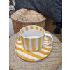 Proužkovaný hrnek s podšálkem YELLOW