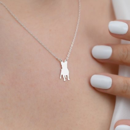 Elegantní náhrdelník s přívěskem francouzského buldočka (Materiál Bílé 14k zlato)