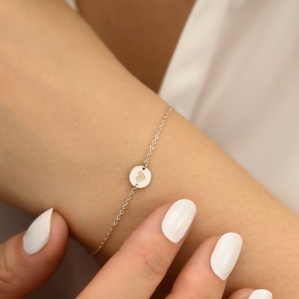 Minimalistický náramek srdíčko v medailonku (Materiál Bílé 14k zlato)