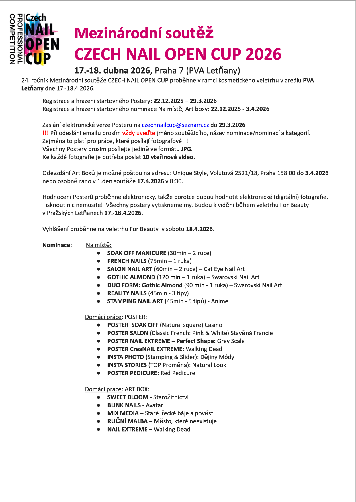 Kriteria CNC2026 Jaro