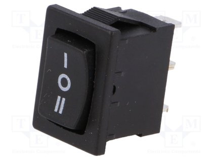 Spínač kolískový  RSM1232C0BK, 250V, 3A, 3-POL