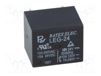 Relé elektromagnetické  24V DC, 10A, LEG-24, PCB