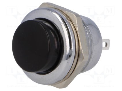 Spínač tlačidlový 250V, 3A, OFF-(ON), vratný, čierny, PS507MA-B, PLU SP543