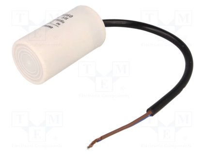 Kondenzátor motorový pracovný  8uF, 450VAC, KÁBEL, PLU CW114