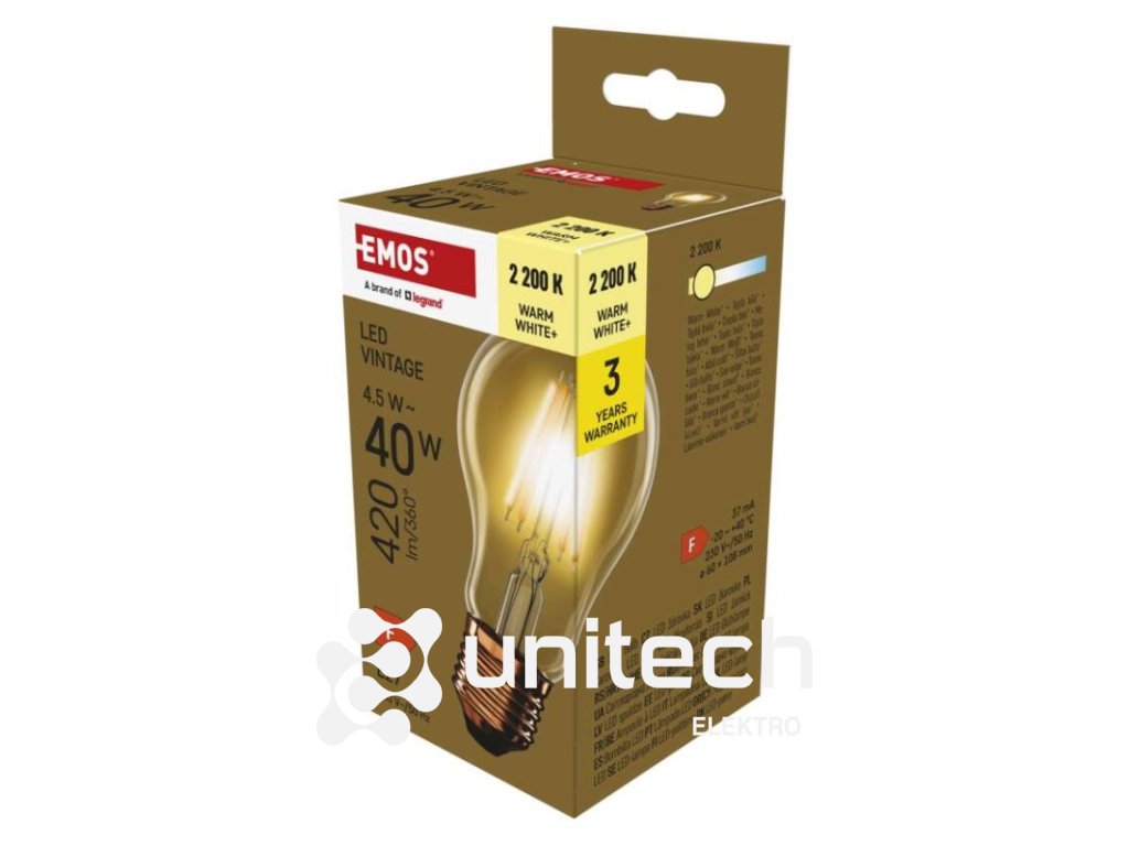 LED žiarovka Vintage A60 / E27 / 4,5 W (40 W) / 420 lm / Teplá biela