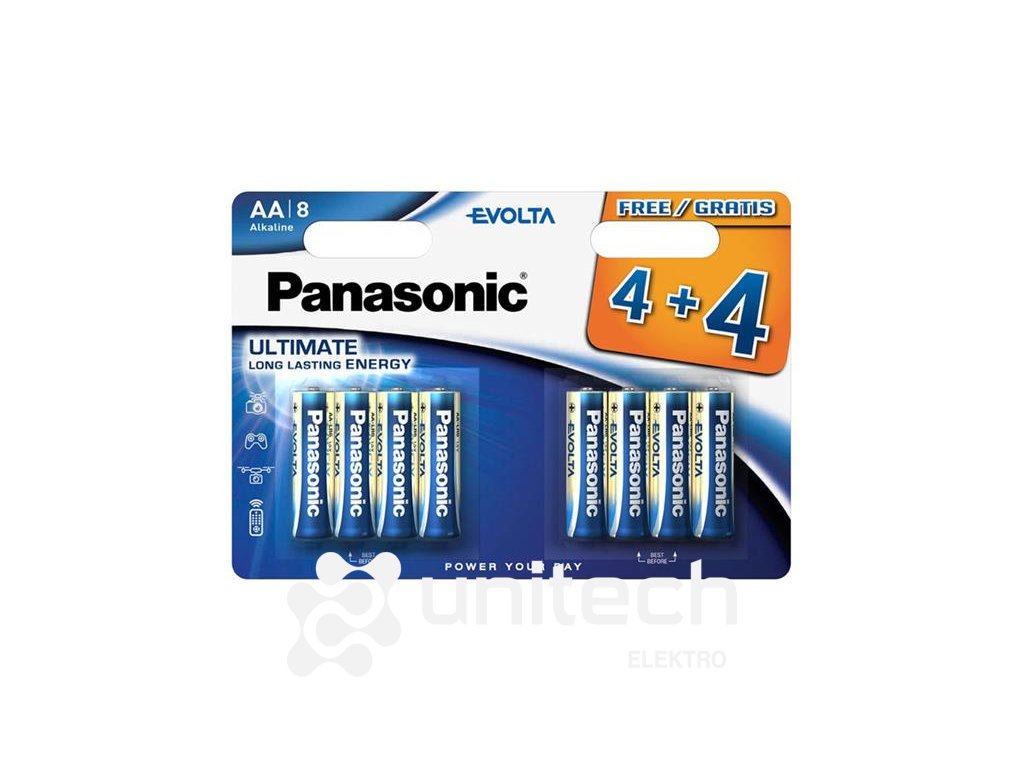 Batérie AA (R6) alkalická PANASONIC Evolta 8ks / blister