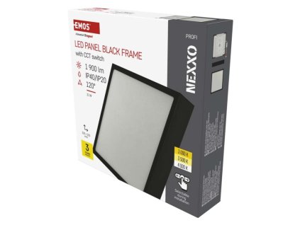 LED prisadené svietidlo, štvorec, čierne, 21W, CCT