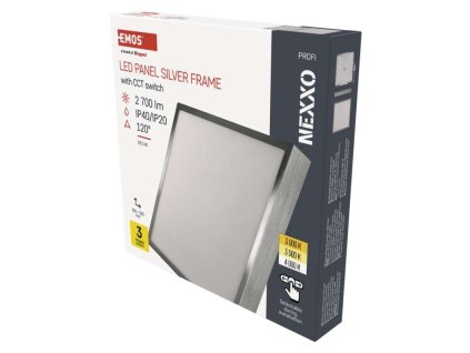 LED prisadené svietidlo, štvorec, strieborné, 28,5W, CCT