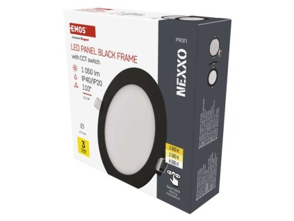 LED vstavané svietidlo NEXXO, kruhové, čierne, 12W, CCT