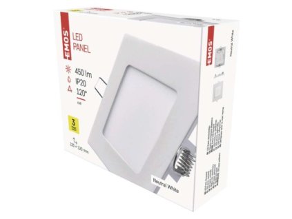 LED panel 120×120, štvorcový vstavaný biely, 6W neutrálna b.