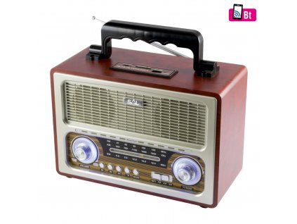 Retro prenosné rádio RRT3B, MP3, Bluetooth, AM-FM-SW, PLU 4570