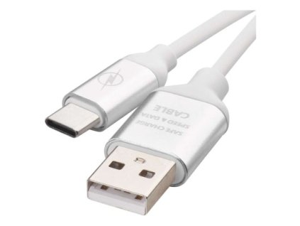 Nabíjací a dátový kábel USB-A 2.0 / USB-C 2.0, 1 m, biely