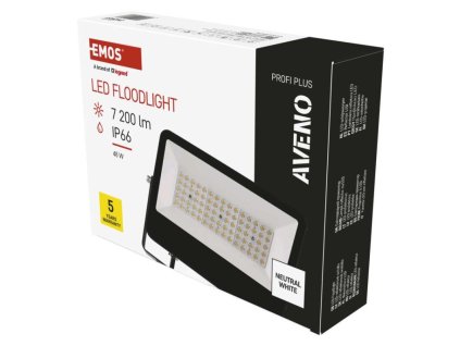 LED reflektor AVENO čierny, 48W neutrálna biela