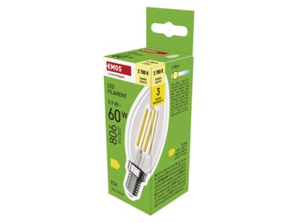LED žiarovka Filament sviečka / E14 / 5,9 W (60 W) / 806 lm / Teplá biela