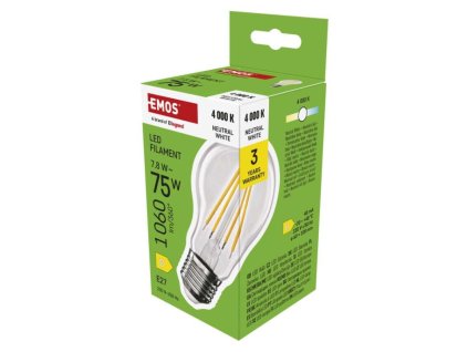 LED žiarovka Filament A60 / E27 / 7,8 W (75 W) / 1060 lm / Neutrálna biela