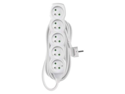 Predlžovací kábel 5 m / 5 zásuviek / biely / PVC / 1,5 mm2