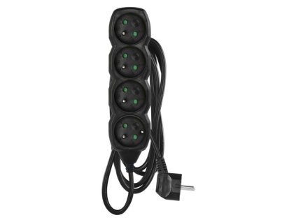 Predlžovací kábel 3 m / 4 zásuvky / čierny / PVC / 1,5 mm2