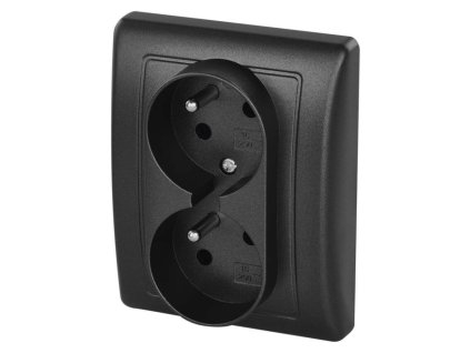 Zásuvka dvojnásobná, antracit