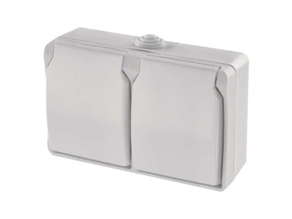 Zásuvka nástenná dvojitá, biela, IP44