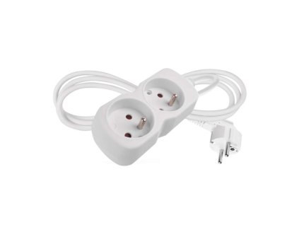 Predlžovací kábel 1,4 m / 2 zásuvka / biely / PVC / 1 mm2