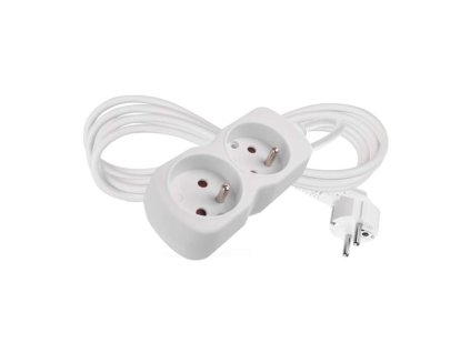 Predlžovací kábel 2 m / 2 zásuvka / biely / PVC / 1 mm2