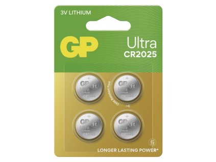Lítiová gombíková batéria GP Ultra CR2025, 4 ks
