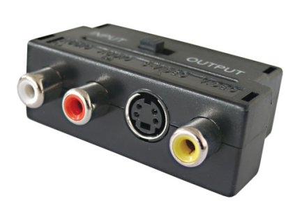 Redukcia Scart konektor/ 3 x CINCH zdierka + SVHS + prepínač IN/OUT TIPA D922