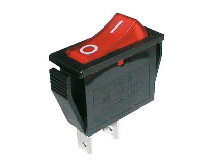 Prepínač kolískový 2pol./2pin ON-OFF 250V/15A červený