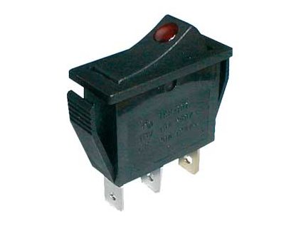 Prepínač kolískový 2pol./3pin ON-OFF 250V/15A prosv. bod R