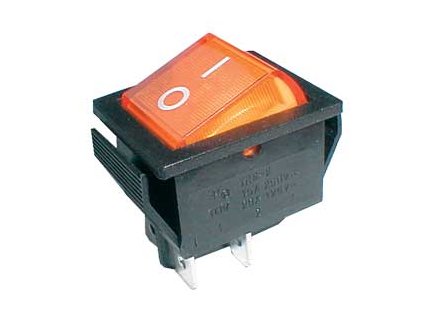 Prepínač kolískový 2pol./4pin ON-OFF 250V/15A pros. žltý