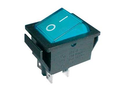 Prepínač kolískový 2pol./4pin ON-OFF 250V/15A pros. modrý