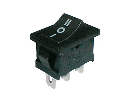 Prepínač kolískový 3pol./3pin ON-OFF-ON 250V/6A čierny