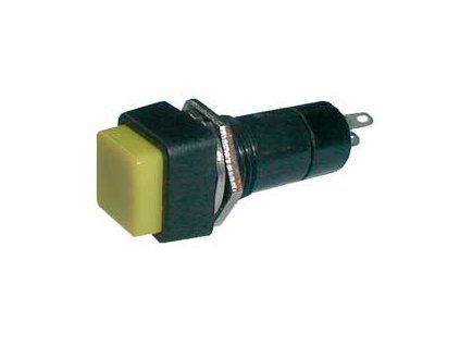 Prepínač tlačidlo štvorec OFF-(ON) 250V/1A žlté