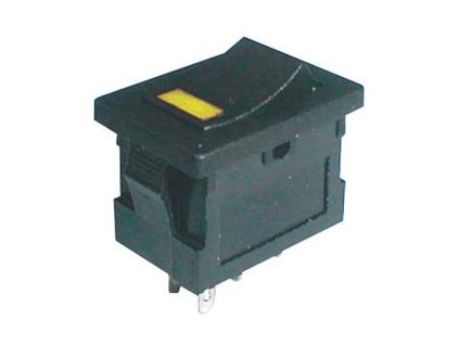 Prepínač kolískový 2pol./4pin ON-OFF 250V/3A LED žltý