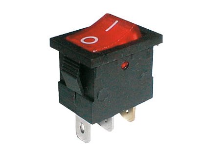Prepínač kolískový 2pol./3pin ON-OFF 250V/6A pros. červený