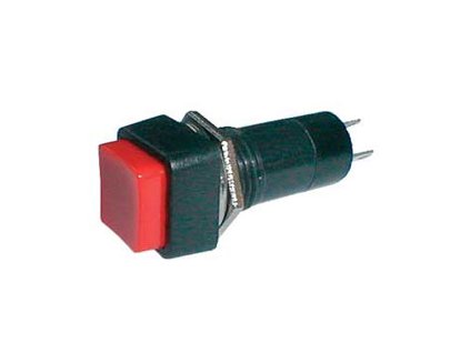Prepínač tlačidlo štvorec OFF-(ON) 250V/1A červené