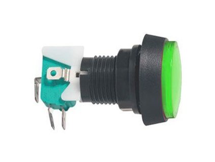 Prepínač tlačidlo okrúhle ON-(ON) 250V/10A s mikrospínačom zelené