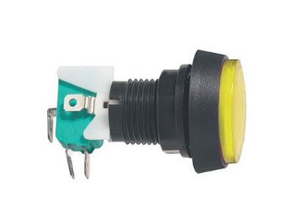 Prepínač tlačidlo okrúhle ON-(ON) 250V/10A s mikrospínačom žlté