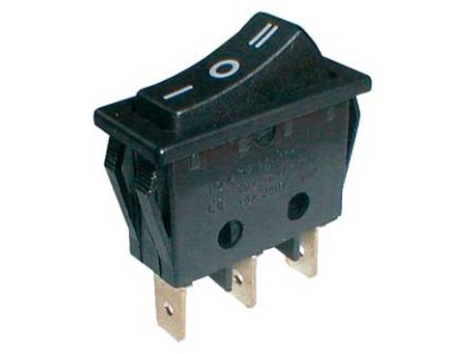 Prepínač kolískový 3pol./3pin ON-OFF-ON 250V/15A čierny