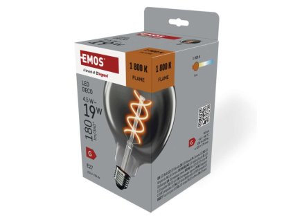 LED žiarovka DECO SMOKED G125 / E27 / 4,5 W (19 W) / 180 lm / flame