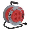 Predlžovací kábel na bubne 25 m / pevný stred / 4 zásuvky / červený / PVC / 230 V / 1,5mm2