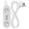 Predlžovací kábel 1,4 m / 2 zásuvky+2×USB-A+1×USB-C / biely / PVC / 1,5 mm2