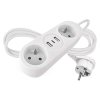 Predlžovací kábel 1,4 m / 2 zásuvky+2×USB-A+1×USB-C / biely / PVC / 1,5 mm2