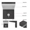 LED záhradné solárne nástenné svietidlo VEREA, senzor súmraku, 10,7 x 15,4 x 13 cm